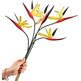 8 Pack 21-1/2 Inch Artificial Flowers Bird of Paradise,Green Plant for Home Garden Decoration Office Verandah Wedding Decorations (Yellow)