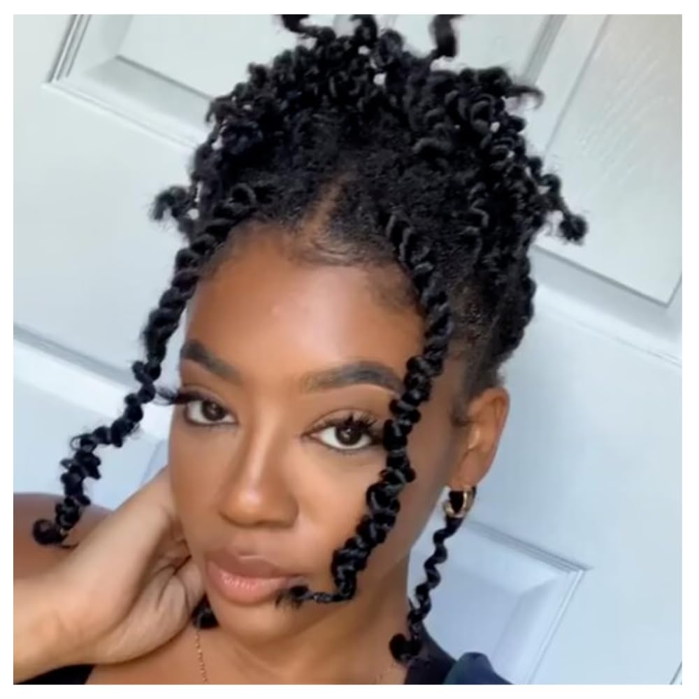 YDDM Short Passion Twist Hair Pretwisted Deep Wave Braiding Crochet Braids Crochet Passion Twist Synthetic Crochet Hair Extension(14Inch, 1B#)