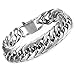Hermah Heavy Mens Bracelet Chain 316L Stainless Steel Silver Punk Double Curb Cuban Rombo Link 15mm 7inch