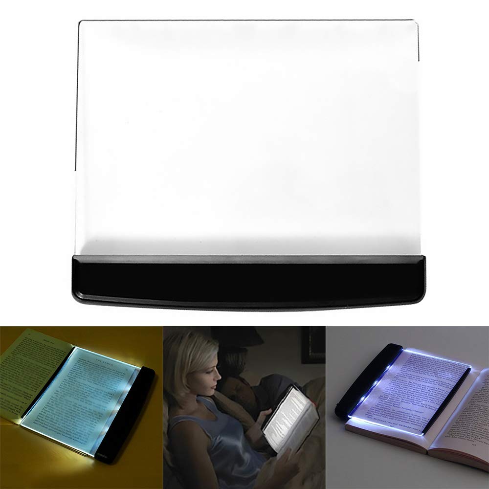 GTWCK Flat Reading Light,Ultra-Thin LED Flat Book Light Students Battery Powered Night Lights Portable Bookmark Light Creative Reading Lamp, Eyes Protect Panel Book Book Lamp for Reading in Bed, Car