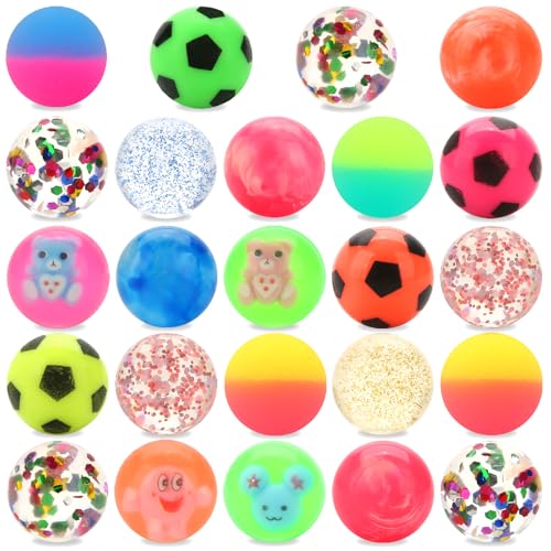JYXT 24pcs Bouncy Balls for Kids Treasure Box Toys for Classroom Party Favors for Toddlers Kids 3-5 4-8 8-12 Birthday Christmas Goodie Bag Stuffers Gifts