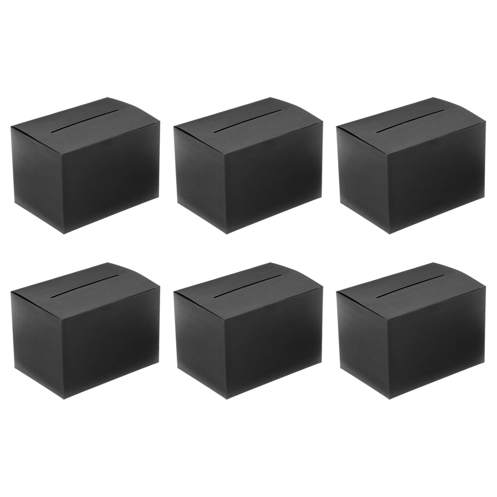 PATIKIL Cardboard Raffle Box, 6 Pcs 6.5 x 4.5 x 4.5 Inch Ballot Box with Removable Header Board for Suggestion, Collection, Tip, Donate, Voting, Black