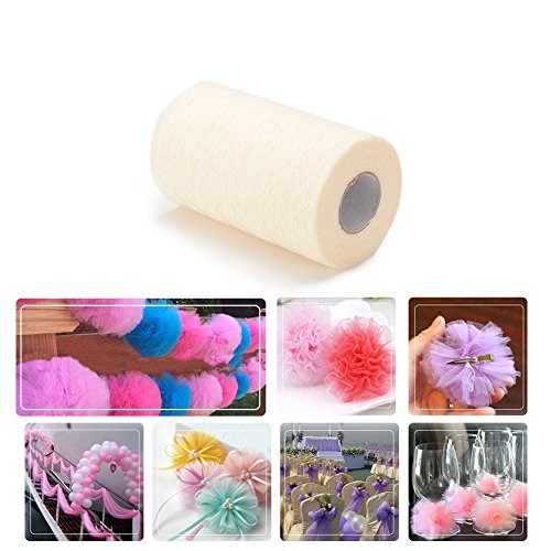 Adeeing 6 Inch x 25 Yards Vintage Lace Roll Floral Lace Ribbon for Tutu Skirt Fabric Table Runner Chair Sash DIY Wedding Party Bridal Shower Decorations Gift Bow Craft Milk White - Thumbnail 2