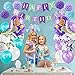 Mermaid balloons birthday party decorations -31 Pieces Mermaid Party Supplies Birthday Decor Pack | Mermaid Balloons, Mermaid Banner, Pom Poms, Headband For Girl Little Mermaid Party Favors