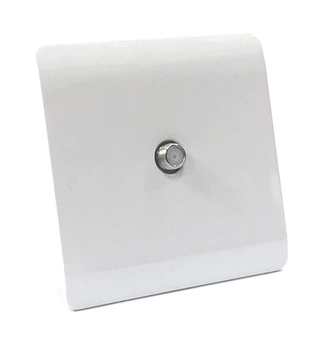 Trendi 1 Gang Artistic Modern Glossy Screwless Television Satellite Socket in White - ART-SATWI