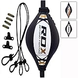 RDX Double End Speed Ball Bag Leather Boxing Floor to Ceiling Rope MMA Training Muay Thai Punching Dodge Striking Speed Ball Kit Workout Adjustable Bungee Cord