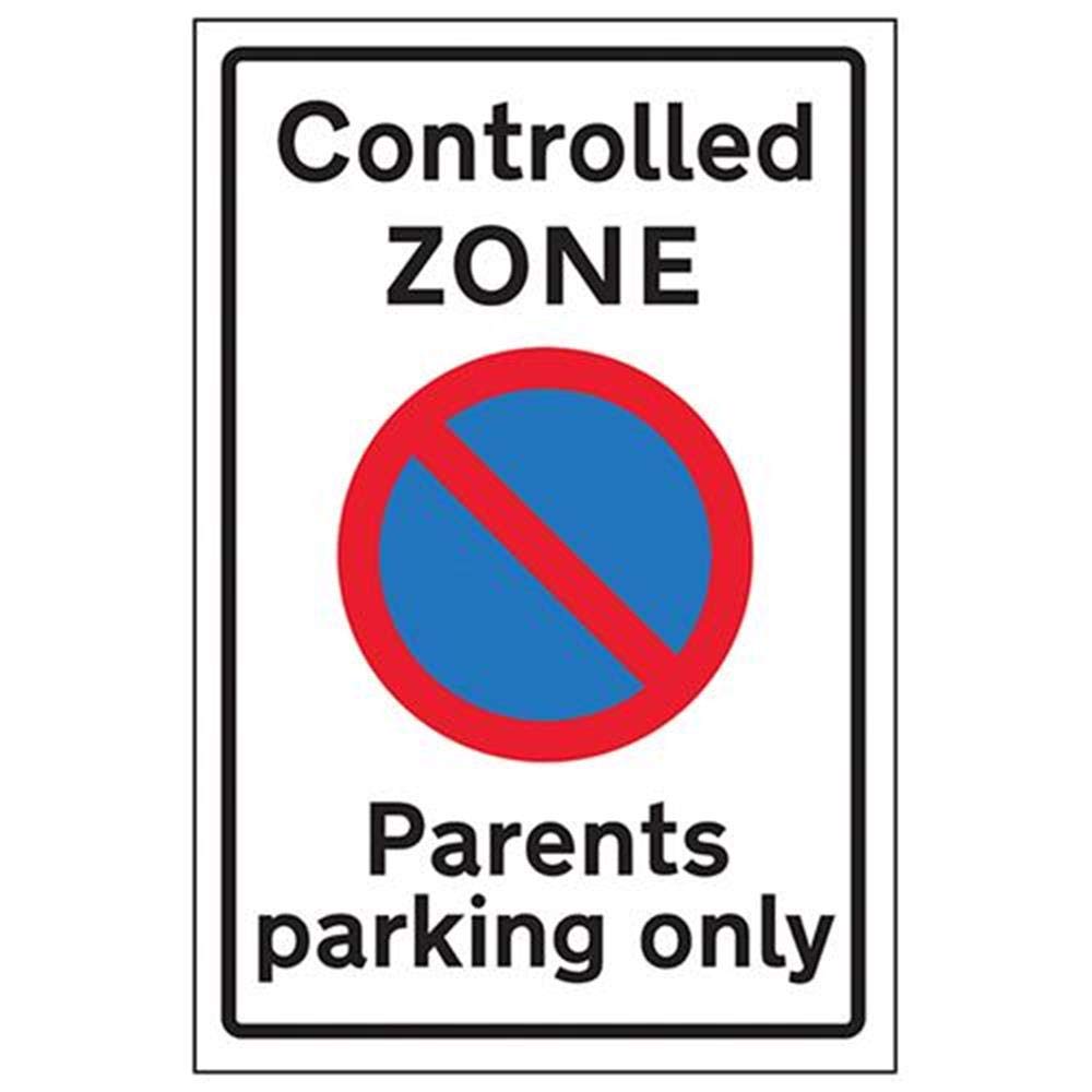 V Safety Controlled Zone/Parents Parking Only Sign - 300mm x 400mm - Rigid Plastic