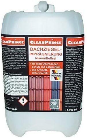 CleanPrince5 Liter Dachziegelimprägnierung Dachziegel-Imprägnierung Dachimprägnierung Dachversiegelung Solvent Free Sealer Protection Brick Dachziegelschutz Protective Coating