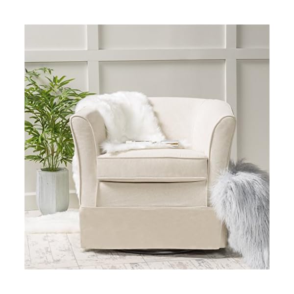 Christopher Knight Home Cecilia Swivel Chair with Loose Cover, Natural