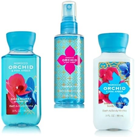 BATH AND BODY WORKS,MOROCCO ORCHID PINK AMBER,GIFT SET 3 OZ!!