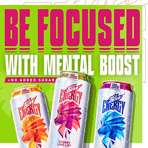 MTN DEW ENERGY, 3 Flavor Variety Pack, 16oz Cans (12 Pack) (New