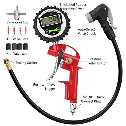 Hromee Digital/Mechanical Bike Tire Inflator with Pressure Gauge for