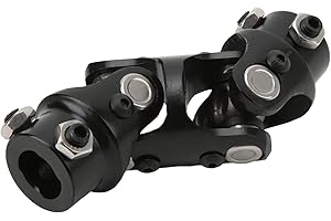 Double Steering U Joint 3/4 DD x 3/4 DD, Universal Steering Column Coupler with Black Powder Coating, 5.2 Inch Length, Replac