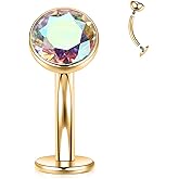 GAGABODY G23 Titanium Disc Bottom Floating Belly Button Rings for Women - Curved Barbell Navel Rings, 14g Belly Piercing, 8/10/12/14mm