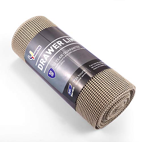 YINENN Shelf and Drawer Liner 12 Inch x 20 Feet, Non-Adhesive and Slip-Resistant, Durable and Strong for Drawers, Shelves, Cabinets, Storage, Kitchen,Tableware and Desks- Taupe