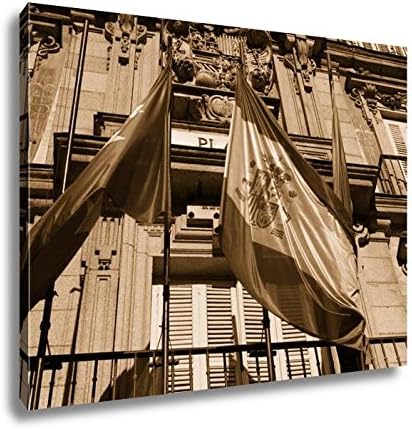 Ashley Canvas Detail Of A Decorated Facade And Balconies At The Palza Mayor Madrid Spain, Wall Art Home Decor, Ready to Hang, Sepia, 16x20, AG5528419