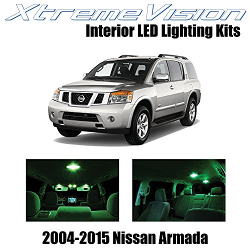 XtremeVision Nissan Armada 2004-2015 (16 Pieces) Green Premium Interior LED Kit Package + Installation Tool Tool