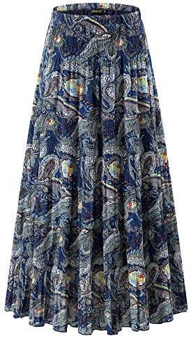 NASHALYLY Maxi Skirt, Women's Chiffon High Waist Pleated A-Line Long Skirts