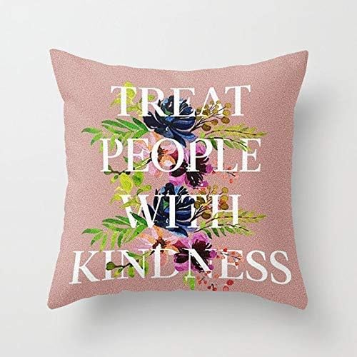Decorative Soft Cotton Square Throw Pillow Cover 20x20 Inch Home Decor Zipper Cushion Case Cover for Sofa Bedroom Car - Treat People with Kindness Graphic Artwork Harry Styles