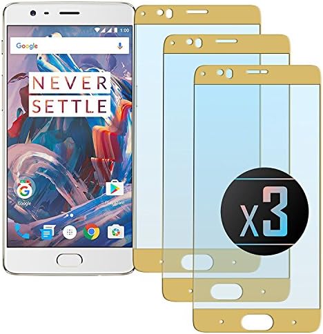 3 x OnePlus 5 (Gold) Screen Protector, NEVEQÂ Premium Tempered Glass Screen Protector for OnePlus 5 Gold (5.5 in) Display.