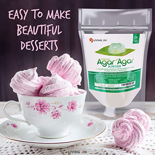 LIVING JIN Agar Agar Powder 4OZ (or 12oz 28oz) Vegetable Gelatin