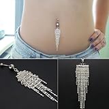 Susenstone(TM) Rhinestone Crystal Tassel Chain Dangle Navel Belly Ring