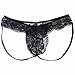 FEESHOW Men's Lace Jockstrap Briefs Bikini Thong G String Underwear T Back Black Medium(Waistline 25.0-31.5