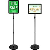 Adjustable Poster Sign Stand Holder,Heavy Duty Snap Open Aluminum Pedestal Floor Standing Sign Holder Vertical and Horizontal View Sign Displayed,Advertising Display Stand (Black, 8.5x11inches)