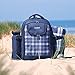 VonShef 4 Person Outdoor Picnic Backpack Bag Set with Insulated Cooler Compartment - Includes Picnic Blanket, Detachable Bottle Wine Holder, Flatware and Plates – Navy Tartan
