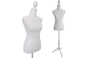 Mannequin Body Mannequin Torso Stand Dress Form Manikin 49.6"-63.4" Adjustable Height Portable Female Mannequin Foam Body Woo
