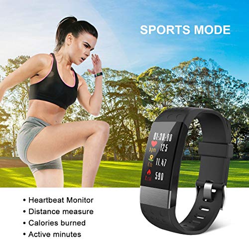 Smart Watch with Blood Pressure Monitor, Fitness Tracker Watch IP67 Waterproof Heart Rate Monitor Activity Tracker Calorie Counter Pedometer Sleep Monitor Kids Men Women Black