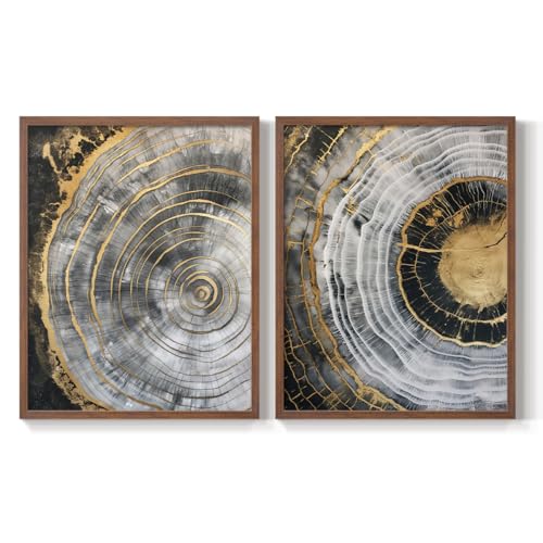 Renditions Gallery Set of 2 Peel & Stick Framed Prints, Wood Abstract Wall Art,…