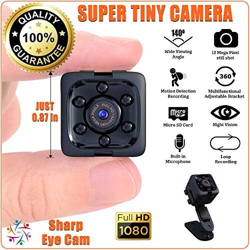 Tiny 1" Spy Camera Wireless Hidden with Audio and HD Video. Night Vision, Motion Detection, 70 Min Loop Recording, Card Reader. Ideal for Nanny, Pet, Safety and Security. Clear and Easy Manual