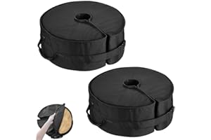 Japard Umbrella Base Weight Sand Bag Fillable 92 lbs, 18 inches Polyester Soft Standard Sandbag for Outdoor Patio Parasol Stand Easy Set Up, Removable Black (Round - 2 Pack, Black)