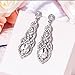BriLove Wedding Bridal Dangle Earrings for Women Crystal Art Deco Teardrop Hollow Chandelier Jewelry Clear Silver-Tone