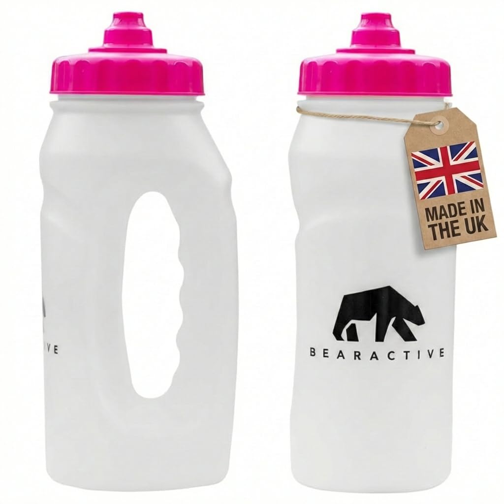 Bearactive Running Bottle Lightweight 500 ml Handheld Sports Water Bottles with Valve Sprout - BPA Free Plastic and Leak Proof - Runners Hand Grip Bottle for Jogging, Hiking, Gym (Pink)