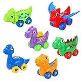 VATOS Baby Dinosaur Toy Car, 6 Pack Pull Back Car Toys for 1 2 3 Year Old Boy & Girl | Dino Car Toys for Toddler & Kids Toy Car Creative Gifts for Kids, Animal Vehicles Party Favors