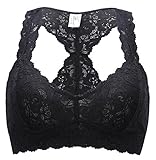 ANGOOL Women's Sexy Lace Racerback Bralette Bustier Breathable Wireless Bra