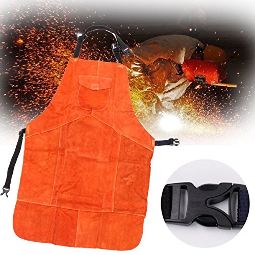 GGGarden Soldering Apron Cowhide Leather Welding Protective Apron Heat Resistant Soldering Mechanic Smock