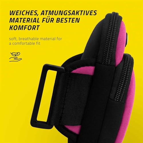ONEFLOW Premium Sports Armband for Running Mobile Phone Compatible with Samsung Galaxy Xcover 4S, Soft Case, 2 Compartments, Sports Arm, Pink