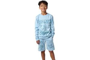 Bioworld Dog Man Puff Ruff Boy's 2-Pack Crew Neck Long Sleeve Sweatshirt & Lounge Shorts Set