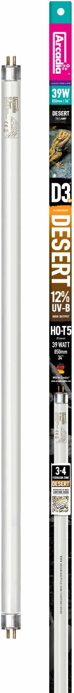 Arcadia D3+ Reptile T5 Lamp 39W 12% UVB 86.5cm Full Spectrum 6500K