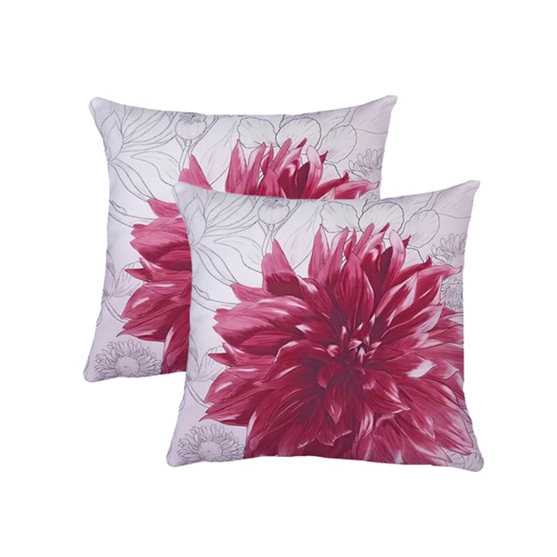 QUALKNOY Set of 2 Cushion Covers 18"x18" Flowers Double-sided Pattern Modern Decorative Throw Pillow cases 45 x 45cm for Living Room Sofa Outdoor Garden Red Floral Pillowcases โ image 1