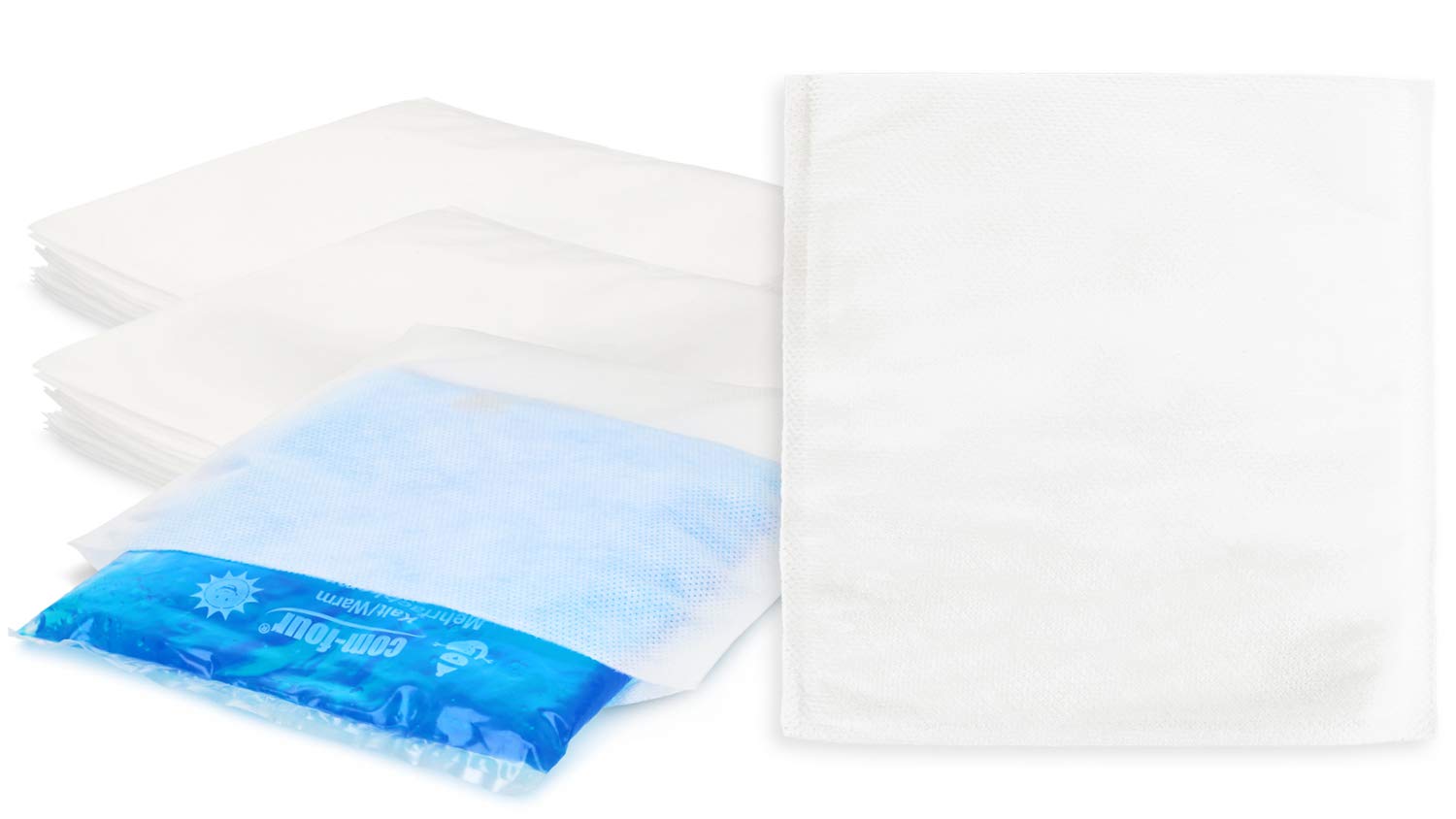 COM-FOUR® 50x Disposable Nonwoven Cover for Cold & Warm Multiple Gel Compression | Gel Cooling Pack Protective Cover to Protect Your Skin