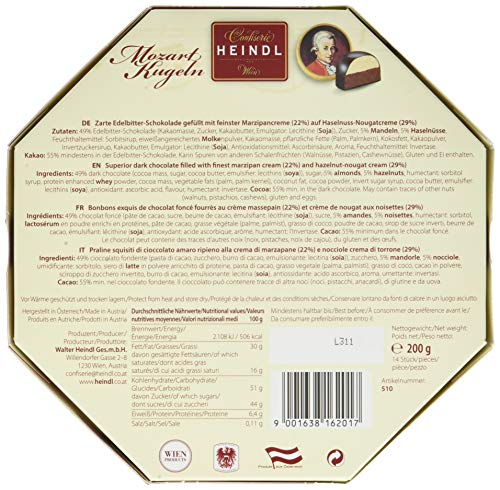 Heindl Zartbitterschokolade Mozart-Kugel-Packung, 200 g – Bild 3