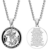 LAOYOU Archangel Michael Necklace for Men, Stainless Steel St. Michael Pendant Medal Protection Amulet Jewelry Gifts Gold/Silver/Black