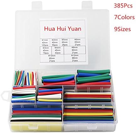 385Pcs 2:1 Heat Shrink Tubing 7 Colors 9 Sizes Tubing Wrap Sleeve Set Combo Assorted heat shrink tube Kit for DIY