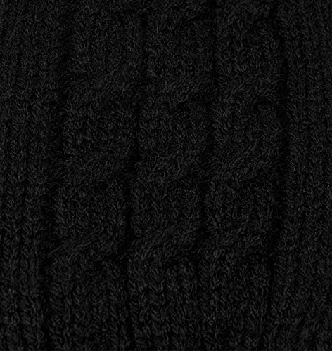 Winter Mittens for Women - Cold Weather Black Chunky Knit Thermal Gloves - Thick Snow Mitts with Warm Fleece Lining - Thumbnail 4