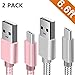 USB Type C Cable, ANLOER USB C Cable 6.6Ft(2-Pack) Nylon Braided Long Cord Data Sync Cord for Samsung Galaxy S9/9+ S8/8+ Note 9/8, LG V30 V20 G6, Google Pixel 2, Nexus 5X/6P, Moto Z2 (Rose Gold/Grey)