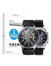 OMOTON [3 unidades] Protector de pantalla de vidrio templado de cobertura total para Samsung Gear S3 con [dureza de 9H] [cristal transparente] [resistente a rayones]